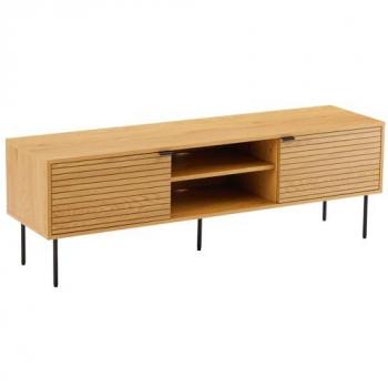 Mueble de TV Escandinavo STINNA 150cm con 2 Puertas y Salidas de Cable - Diseño Elegante y Moderna Organización Multimedia