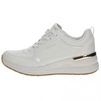 Zapatilla Skechers Billion 2-Fine Shine con Cuña para Mujer, Beige, Cordones, Suela Air Cooled Memory Foam