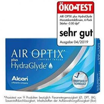 Air Optix plus HydraGlyde Lentes de contacto de reemplazo mensual, Pack de 6, R 8.6 mm, D 14.2 mm, -2.00 Diopt