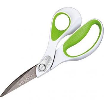 Tijeras Carbo Titanium 21,4 cm, acero inoxidable, antiadherente, para diestros, Softgrip