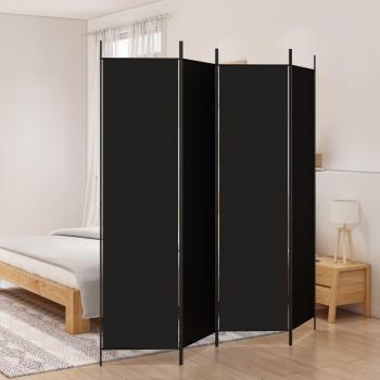 Panel de Partición Negro 200x200 cm con 4 Paneles de Tela