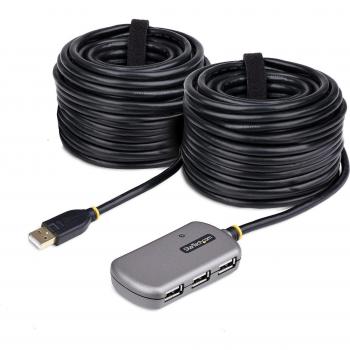 Hub Extensor USB 2.0 de 24m con Concentrador de 4 Puertos, Repetidor Activo/Alimentado por Bus y Protección ESD