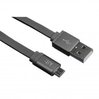 Kit Micro USB Cable plano de datos-compatible con Smartphones, Tablets y PCs incluyendo Samsung Galaxy S2/S3/S4/S5, Galaxy Note 2/3, Galaxy Tab 2/3/4, Sony Xperia Z1/Z2, HTC One/One M8 y Google nexo 5/7/10 - metálico negro