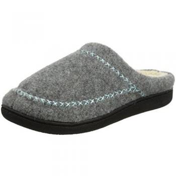 Dearfoams Felt X-Stitch Clog, Zapatillas de Estar por casa Mujer, Gris Claro Jaspeado Gris, Medium EU