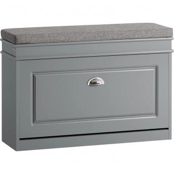 Banco Zapatero Organizador de Zapatos SoBuy FSR82-L-HG, Gabinete gris, dimensiones 75 x 24 x 51 cm, con 1 solapa