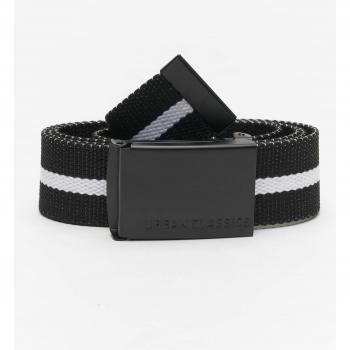 Urban Classics Unisex Canvas Belt - Black and White Stripes, One Size
