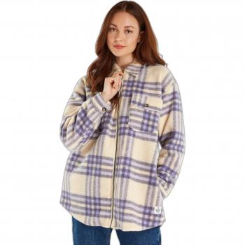 Protest Nxgredoak Women's Long-Sleeved Casual Fleece Shirt in Plaid/Beige/Purple