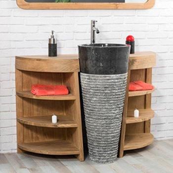 Mueble de baño Wanda Collection de teca 120 cm con lavabo negro