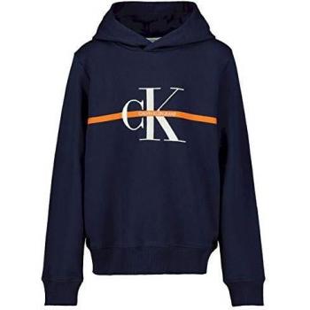 Calvin Klein -IB0IB00465 CIK Monogram Stipe Hoodie Peacoat - Sudadera con Capucha para NIÑO