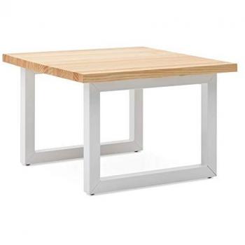 Mesa Auxiliar iCub Strong Eco 60x60x53 Blanca en Madera Maciza de Pino Acabado Natural Estilo Nórdico Industrial