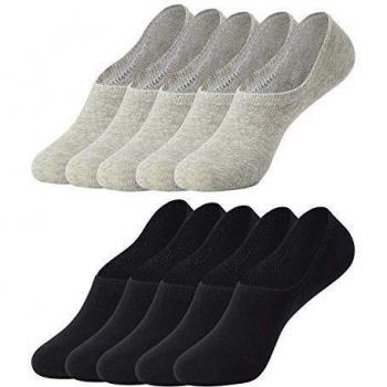 Falechay Calcetines Invisibles Tobilleros Mujer Hombre 10 pares Cortos Calcetin Negro Gris 39-42
