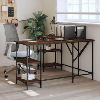 vidaXL Desk Brown Oak 139x139x75 cm Engineered Wood