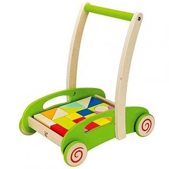 Hape E0371 Block and Roll - Wooden Block Activity Push Along Toy