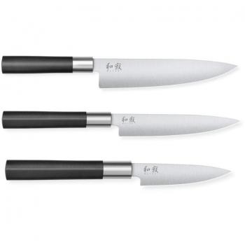 Set de 3 Cuchillos Wasabi Black KAI - Corte profesional, precisión japonesa