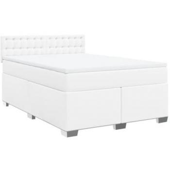Cama Box Spring con colchón de cuero sintético blanco 140x200 cm Vidaxl