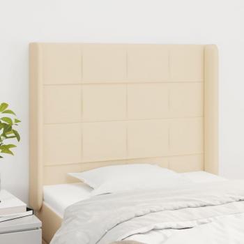 Cabecero con orejas de tela color crema 93x16x118/128 cm acolchado y antimancha