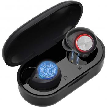 2019 Nuevos Auriculares Bluetooth táctiles con micrófono Estéreo Estuche de Carga portátil de Audio para Android Android Sport-Negro6