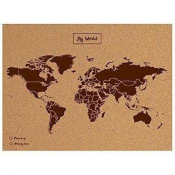 Miss Wood Map L Mapa del Mundo de Corcho, Marrón, L