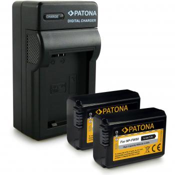 PATONA Cargador + 2x Batería FW-50 compatible con Sony NEX-3 NEX-5 NEX-7 NEX-C3 A33 A55