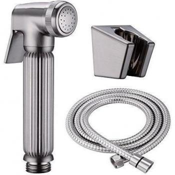 KES Grifo Para Bidé o Ducha Aseo Shattaf Con Manguera y Soporte,Cepillado,LP905