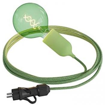 Serpiente de suspensión Eiva - Lámpara Colgante de Exterior con Cable Textil de 5 m, portalámparas E27 IP65 Resistente al Agua, Enchufe, Sin Bombilla, Verde Prado