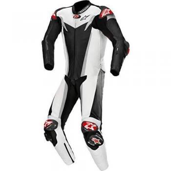 Alpinestars Traje de moto GP Tech v3 Tech-Air de 1 pieza perforado de cuero negro, blanco y cromo 50