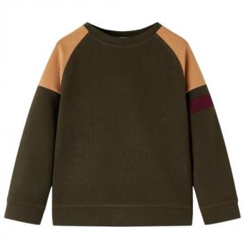 Sudadera Infantil Jersey de Manga Larga Caqui Oscuro y Marrón Claro 140
