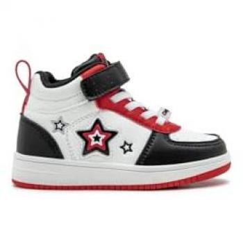 Zapatillas Altas Conguitos Negras para Niños con Tira Adhesiva y Detalle de Estrellas