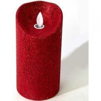 Vela de luz LED glitter rojo Ø7,5x15 cm