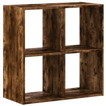 Estantería de madera de ingeniería 68,5x32x68,5 cm en color Blanco, Negro y Roble Sonoma, mueble de almacenaje para oficina, estudio y dormitorio