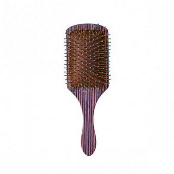 Cepillo Raqueta Striped Wood Brown Bifull - Cepillo de pelo con mango de madera, diseño elegante, cerdas suaves y resistentes, ideal para desenredar y dar brillo al cabello