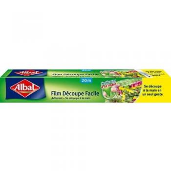 Albal film corte facil papel film cocina muy resistente muy adherente corte a mano facil de desenrollar envase higienico transparente 20 m