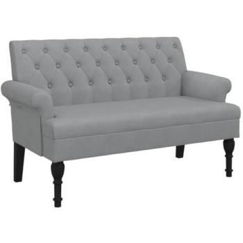 Banco con respaldo tela gris claro 120x62x75,5 cm