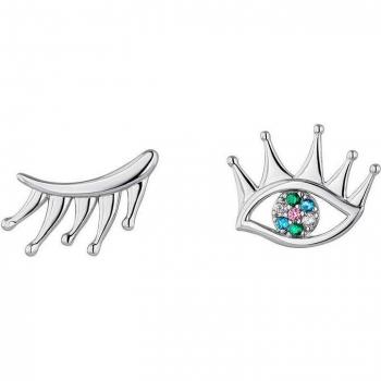 Pendientes asimétricos Blink de plata bañados en rodio