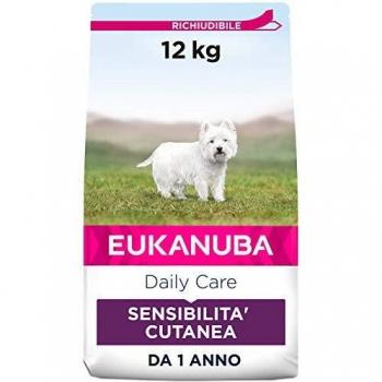 EUKANUBA Daily Care Alimento seco para perros adultos con piel sensible, alimento hipoalergénico con pescado, 12 kg