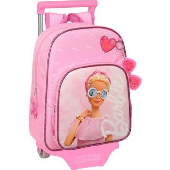 Mochila con Carro Safta Barbie Girl 34cm, Sistema de Sujeción, Bolsillo Lateral Portabotellas, Asa de Mano Superior - Extraíble, Medidas: 26 x