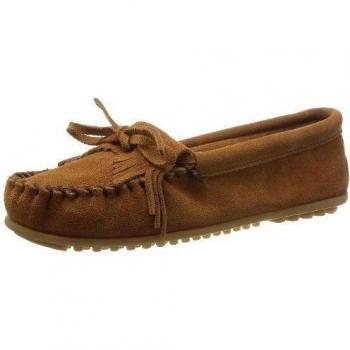 Minnetonka Kilty Suede Moc, Mocasines Mujer, Brown, 37.5