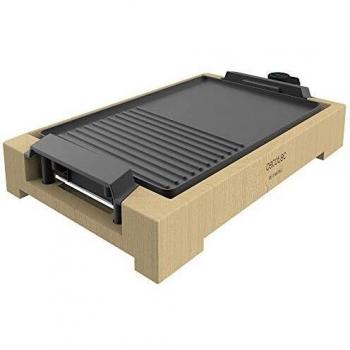 Cecotec Plancha de asar eléctrica Tasty&Grill 2000 Bamboo Black. Potencia 2000 W, Acabados en acero inoxidable, Termostato regulable, Superficie grill, Revestimiento RockStone, Apta para lavavajillas