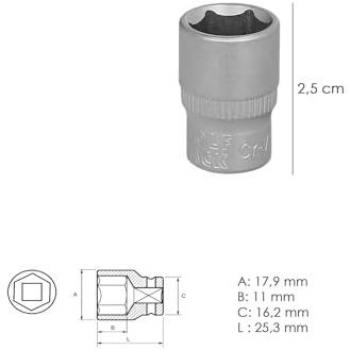 Llave Vaso 1/4 Hexagonal 13 mm. Acero Cromo Vanadio, Perfil de 6 Caras, Aristas Redondas