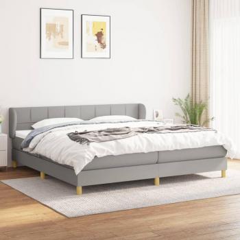 Cama box spring con colchón de muelles gris claro 200x200 cm tela