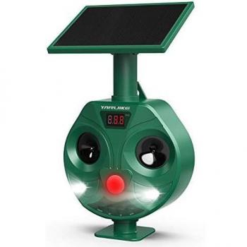 YARUIKE Repelente Gatos,Solar Repelente de Animales ultrasónico,Ratones,perroas,Gatos,Zorros,con LED,ristente al Agua,Manual en español con Cable USB