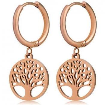 Córdoba Jewels | Pendientes en plata de ley 925 bañada en oro rosa con diseño Aros Árbol Vida Rose Gold