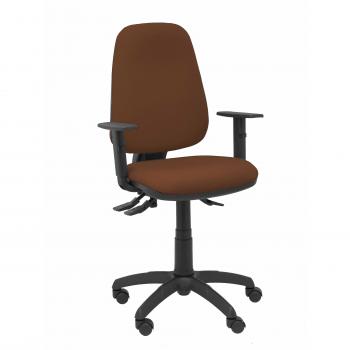 Silla de Oficina Sierra S Bali Marrón Oscuro con Reposabrazos Ajustables y Base de Poliamida Negra