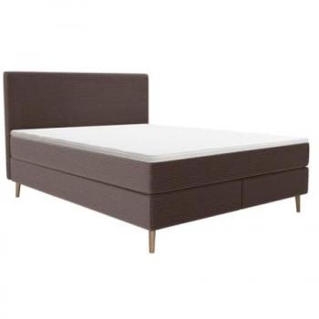 Conjunto Boxspring Completo 160x200 cm con Cabecero, Somier, Colchón y Topper en Pana Marrón - Modelo NARA de YSMÉE