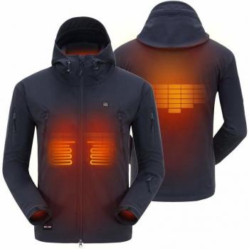 DEWBU Chaqueta Calefactable con 7.4v Batería Softsell Impermeable Invierno para Actividades al Aire Libre
