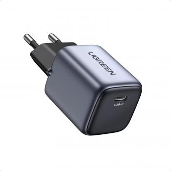 Cargador Ugreen Nexode Universal Mini USB-C 20W, Color Negro y Gris, Corriente Alterna, Carga Rápida, Uso Interior