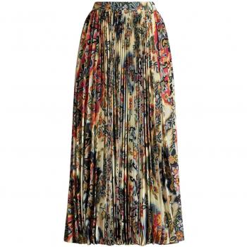Etro Women's Multicolor Paisley Print Pleated Midi Skirt Size 42