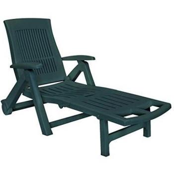 Green Plastic Sun Lounger with Footrest
