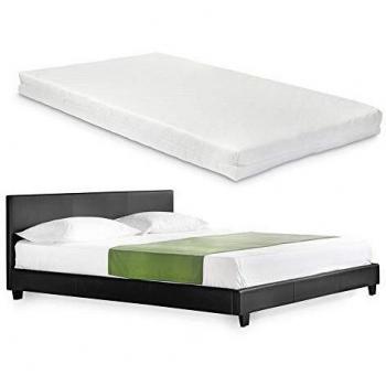 Cama moderna de cuero sintético Albacete con colchón de espuma fría 160 x 200 cm - negro - Corium