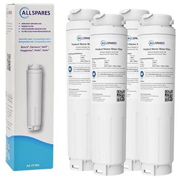 Filtro de agua Allspares (4 unidades) para frigorífico compatible con Bosch, Siemens, Neff UltraClarity 11034151/11028820/KB1000